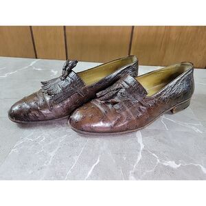 Vintage Moreschi OSTRICH Mens Loafer‎ Tassel Sz. 7 25472 Brown